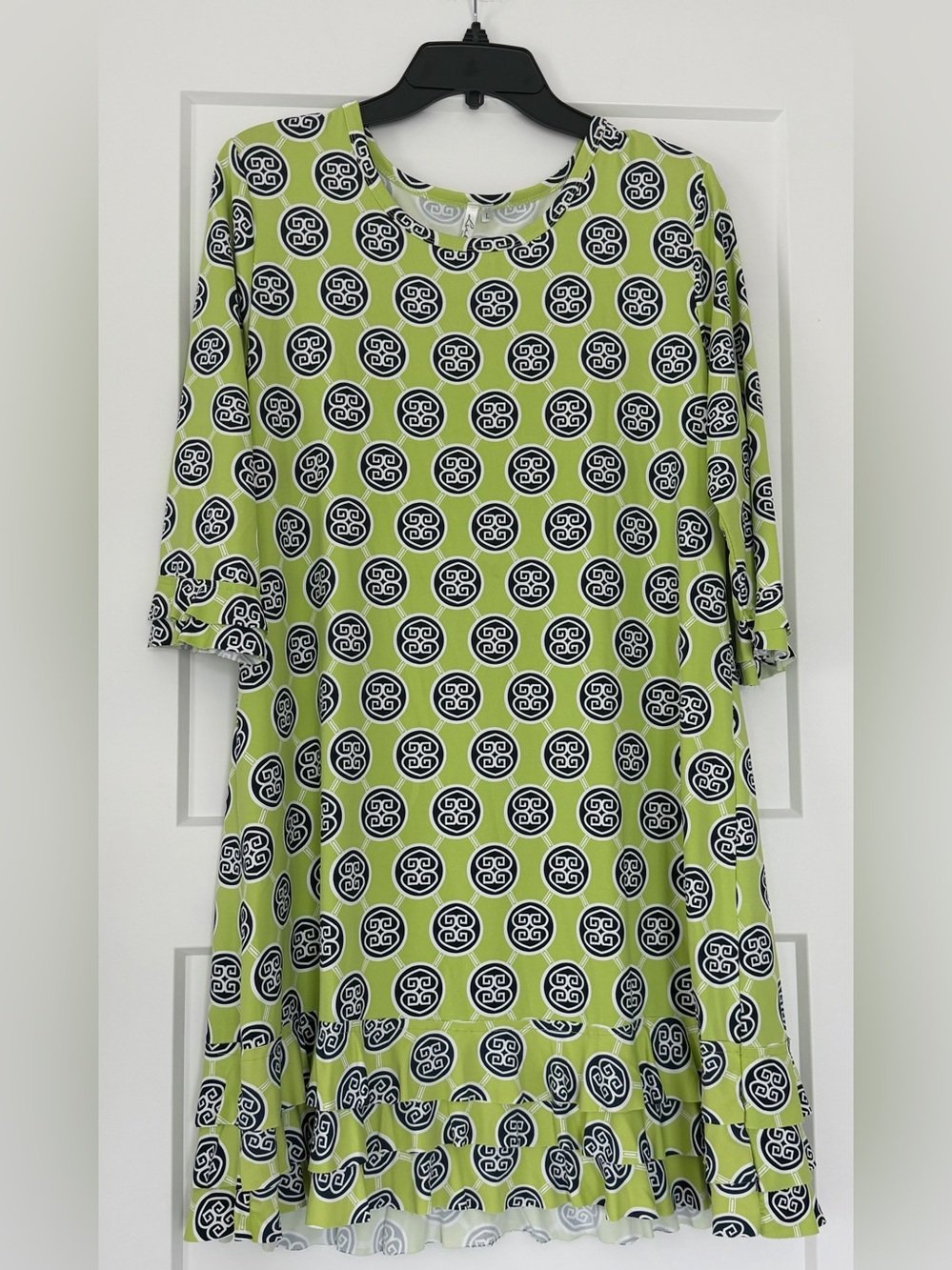 EUC Lulu-B Lime Green Dress with Geometric Print with UPF50+ Fabric, Large